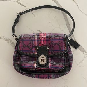 Small Coach Pink Plaid Purse Bag